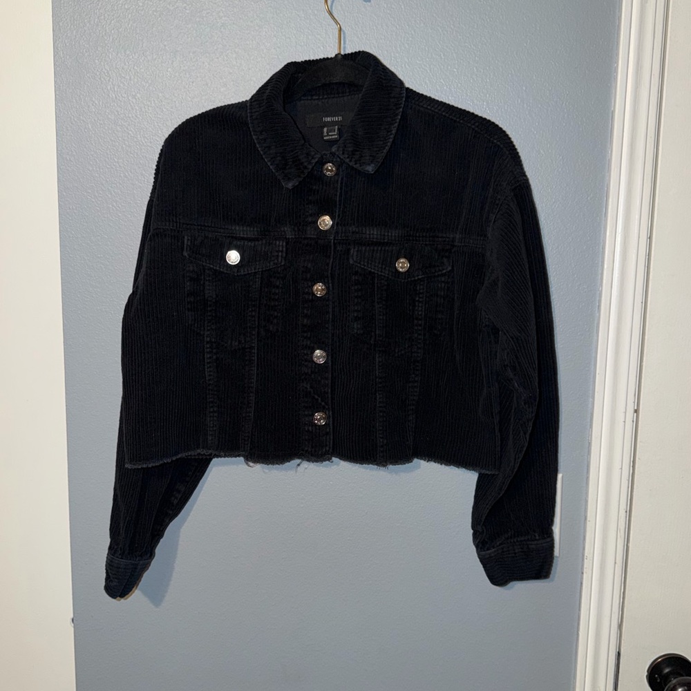 Forever 21 Black Corduroy Jean Jacket